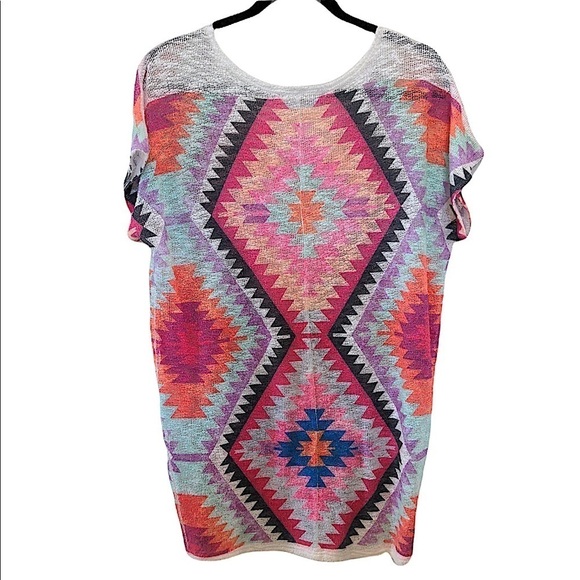 LUNA Chic Tribal Print Knit Tunic Size Small - Picture 2 of 5